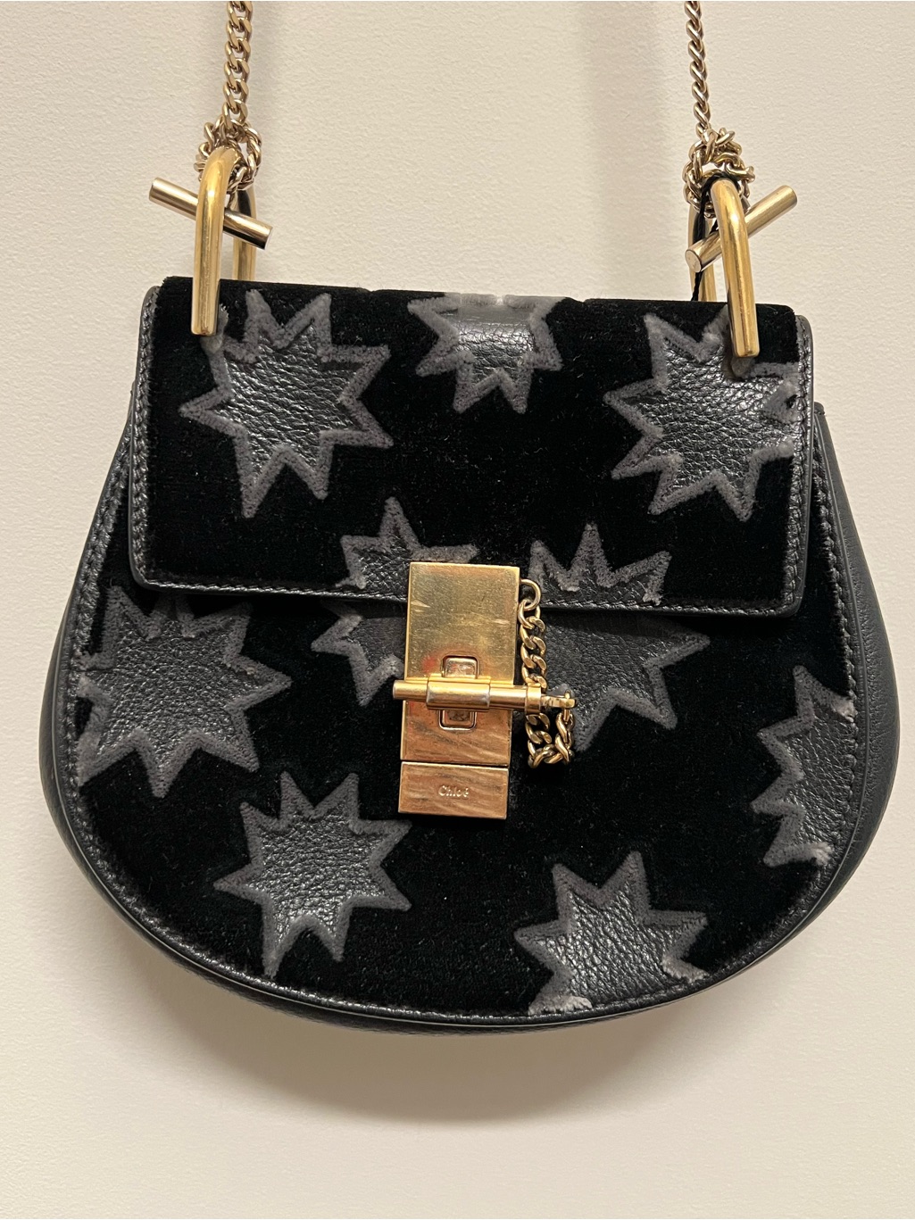Chlo Drew Small Velvet Starcrossbody Bag Black/Grey *Limited Edition
